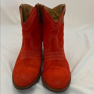 Sundance.   Orange suede Western Cowboy Boots